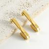 Aretes de Gancho de Viento de Acero Inoxidable Transfronterizo de Moda Europea y Americana con Personalidad de Lujo Ligero, Acero Titanio Color Acero Oro 18k, Aretes Nicho