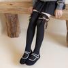 Calcetines Largos de Encaje para Niñas, Calcetines de Moda para Niñas del Fabricante, Calcetines Altos, Algodón para Primavera y Otoño, Lazos por Encima de la Rodilla
