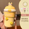 Taza de Vidrio Rebotante de Dibujos Animados de Gran Capacidad, Portátil, Alto Atractivo Estético para Niñas, con Correa Linda, Regalo Promocional