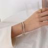 Marca Europea y Americana Nicho Viento Frío Doble Cadena de Acero Titanio Diseño Perla de Agua Dulce Zircón Joyería Pulsera Joyería