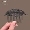 Pente de Cabelo de Espiga de Trigo de Alto Padrão Totalmente Cravejado de Strass, Pente de Cabelo de Princesa com Strass, Pente de Cabelo de Coroa Alta para Arrumar Cabelos Soltos, Acessório de Cabelo Exquisito