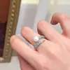 Anillo Abierto de Perla de Agua Dulce Zhuji Chapado en Oro de 14K Nuevo Estilo Chino Esmalte Azul Glaciar Serpiente de Hielo Hecho a Mano Anillo de Alta Gama