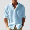2026 Cruzada Hombres Color Sólido Waffle Pequeño Manga Larga Otoño Solapa Única Moda Casual Camisa Streetwear Cárdigan