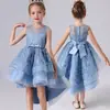 Vestido Formal para Niña Vestido de Princesa Estilo Primavera y Otoño Elegante Tull Esponjoso Vestido con Cola Vestido para Pasarela Infantil Presentación de Piano