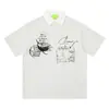 Camisa Polo Estampada Vintage Desgastada|Top Holgado de Manga Corta Estilo Streetwear Americano, Estilo Unisex para Pareja