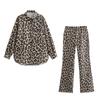Conjunto de camisa y pantalones rectos con estampado animal para mujer, estilo transfronterizo europeo y americano, primavera de 2024, B63051/52