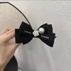 Horquilla de estilo francés con lazo de cuentas de camelia, elegante horquilla estilo Chanel con bola, tocado de cola de caballo alta para mujer