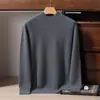 Suéter de malha base liso de cor sólida, fio duplo sólido, com design de ombro raglã e gola alta meia-grossa para homens, outono e inverno, caxemira de sete pontos