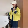 Jaqueta Curta com Capuz Color-Blocking Patchwork Estilo Coreano para Mulheres, Novo Design Primavera 2026, Jaqueta Versátil Trendy Casual Solta