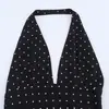 Vestidos Cruzados Europeus e Americanos, Atacado de Verão, Nova Moda Emagrecedora para Mulheres, Gola Halter, Bolinhas