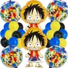 Globo de Papel de Aluminio Redondo de 18 Pulgadas con Forma de Lufei de Dibujos Animados de One Piece, Globo Decorativo para Ambiente de Fiesta Infantil