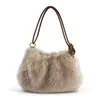 Bolso de Peluche Nuevo Estilo Otoño/Invierno Bolso Cruzado para Mujer Bolso de Hombro Casual de Piel Sintética de Zorro Gran Capacidad Bolso de Axila para Viajes