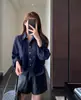 Elegante y moderna camisa de chal a cuadros, conjunto de dos piezas de corte holgado, nueva colección de principios de otoño para mujer, H090514