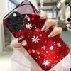 Capa de Vidro Temperado para Celular Apple 17Pro 16 Capa de Celular Floco de Neve Iphone18Promax Adequada para 14 Vermelho