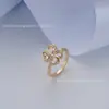 Anillo Giratorio Abierto para Alivio del Estrés con Diamantes, Versátil y de Alta Gama, Anillo Giratorio Color-Conservante Chapado en Cobre, Unisex, Mayoreo