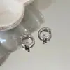 Pendientes Coreanos de Perlas Incrustadas con Diamantes Geométricos para Mujer, Elegantes y Lujosos, Pendientes de Moda de Verano para el Trabajo, Estilo Clásico y Versátil
