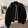 Chamarra de béisbol para mujer, estilo primavera y otoño, 2026, top negro inspirado en Chanel, chaqueta corta casual para mujeres petite
