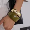 Pulsera Cuadrada de Resina con Degradado Transfronterizo Europea y Americana, Lujo Ligero, Sensación de Alta Gama, Joyería Moderna y Versátil con un Diseño Único