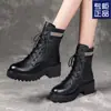 Botas Femininas Novas Outono e Inverno 2025 Estilo Britânico Casual Couro Genuíno Macio Quente Solado Grosso Com Algodão Botas Curtas para Mulheres