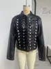 AliExpress Mais Vendido Atacado Comércio Exterior Transfronteiriço Nova Moda Feminina Europeia e Americana Estilo Napoleônico Botão Aplicado Jaqueta de Couro