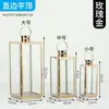 Suporte de Vela Simples de Aço Inoxidável, Lampião à Prova de Vento Dourado de Luxo Leve, Cobertura de Lanterna para Exterior, Decoração de Quarto Modelo, Vela, Vidro Prateado