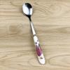 Cuchara de porcelana ósea con mango de cerámica de rosa de dibujos animados para niños cuchara de sopa para niños cuchara de café cuchara pequeña de acero inoxidable Tenedor palillos