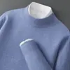 Suéter 100% Cachemira Pura para Hombre Otoño e Invierno, Cuello Alto Doble Capa, Suéter de Cachemira para Mediana Edad, Color Sólido, Corte Holgado, Talla Grande, Suéter Base