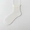 Calcetines de Encaje de Seda para Mujer, Calcetines Finos de Verano hasta la Mitad de la Pantorrilla, Calcetines Cortos de Malla Transpirables Antibacterianos Anti-Olor, Calcetines Holgados de Verano