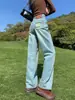 Jeans de Mujer Azul Claro Estilo Nuevo Verano 2026, Modernos de Corte Ajustado, Rasgados, de Cintura Alta, Pantalones Holgados de Pierna Recta Adelgazantes para Mujer