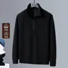 Sudadera de Alta Gama para Hombre Otoño e Invierno 2025 Nueva Camiseta Casual de Manga Larga Color Sólido Cuello Alto Media Cremallera Versátil Camiseta Básica