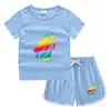 2023 Verão Infantil em torno do pescoço T-shirt hot pants coreano casual assentamento camisa absorvente de suor doces terno de camiseta infantil