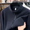Jaqueta de fleece dupla face 400g para homens, novo estilo outono/inverno 2026, gola alta, com zíper, casual, quente, cardigã moletom masculino