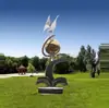 Escultura Grande Forma Irregular Escultura de Modelado de Acero Inoxidable Escultura de Anillo Circular para Parque