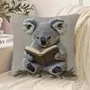 Funda de Cojín para Sofá Transfronteriza, Felpa Corta Amigable con la Piel, Linda Funda de Cojín de Animal Gato, Funda de Cojín para Sala de Estar, No Incluye Relleno