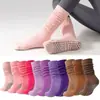 Calcetines de yoga de tubo largo, calcetines de algodón, calcetines largos de rizo, calcetines antideslizantes de fitness Pilates para mujer, suelas engrosadas, calcetines deportivos unisex