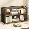 Estante de almacenamiento de escritorio multicapa, organizador de escritorio, escritorio de oficina, dormitorio estudiantil, estantería de mesa de arte de hierro simple y pequeña