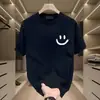 Camiseta Masculina Tendência de Luxo Manga Curta Verão 2025 Novo Estilo Ins Solta Fina Gola Redonda Algodão Puro Top Fresco Tee