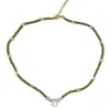 Collar de Cuentas de Piedra Natural Fresco de Primavera y Verano Nicho Versátil para Apilar Piedra Lunar Verde Cadena Clavícula Accesorios de Collar para Mujer