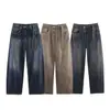 Ropa de Mujer al por Mayor Transfronteriza Estilo Europeo y Americano Invierno 2025 Nueva Moda Moda Callejera Jeans Holgados de Forma de Barril de Cintura Baja
