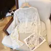 Blusas de Nicho Estilo Tailandés para Primavera y Otoño, Hermosas Blusas para Mujer, Camisas de Encaje Bordado Huecas Elegantes de Gama Alta con Sentido de Diseño