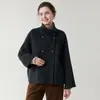 Abrigo de lana de doble cara coreano Dongdaemun para otoño e invierno para mujer, estilo corto con cuello alto, diseñado para figuras petite