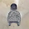 Conjunto de Sudadera con Capucha Retro Estilo INS Otoño/Invierno Camisa a Cuadros Reversible Falsa de Dos Piezas Chaqueta con Cremallera