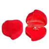 Coração de Rosa em Formato de Coração Casamento Veludo Vermelho Embalagem de Joias Caixa para Anel Dia dos Namorados Embalagem Conjunto Criativo de Caixa de Presente