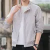Ropa de Protección Solar para Hombre Verano Transpirable Seda de Hielo Ropa para la Piel Holgada Cuello Vertical Secado Rápido Chaqueta Refrescante de Manga Larga
