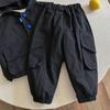 Ropa de Otoño para Niños en Liquidación Conjunto Nuevo y Elegante para Bebé Niño Chaleco con Capucha Camiseta Base Pantalones Cargo Conjunto de Tres Piezas Moderno