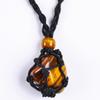 Colar com pingente ajustável de malha de pedra natural da Amazon, com contas de pedra em formato de cristal, feito à mão