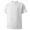 2025 Verão Novo Tamanho Plus Costura Americana Camiseta de Manga Curta Masculina Marca de Moda de Hong Kong Manga Curta Cor Sólida Gola Redonda Casual