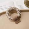 Pulseira de Couro Head Tie Feminino Estilo Japonês e Coreano Simples Elástico Alto para Rabo de Cavalo Elástico Alto Anel de Cabelo Capa de Couro Acessórios de Cabelo