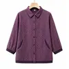 Ropa de otoño para mujeres mayores, camisa de algodón puro de manga tres cuartos, top cárdigan elegante para abuela y mamá, chaqueta fina