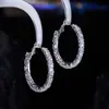 Pendientes de Aro de Circonita Estilo Europeo y Americano, Pendientes Circulares de Lujo Ligero Personalizados Transfronterizos, Pendientes con Cierre de Aguja de Plata 925